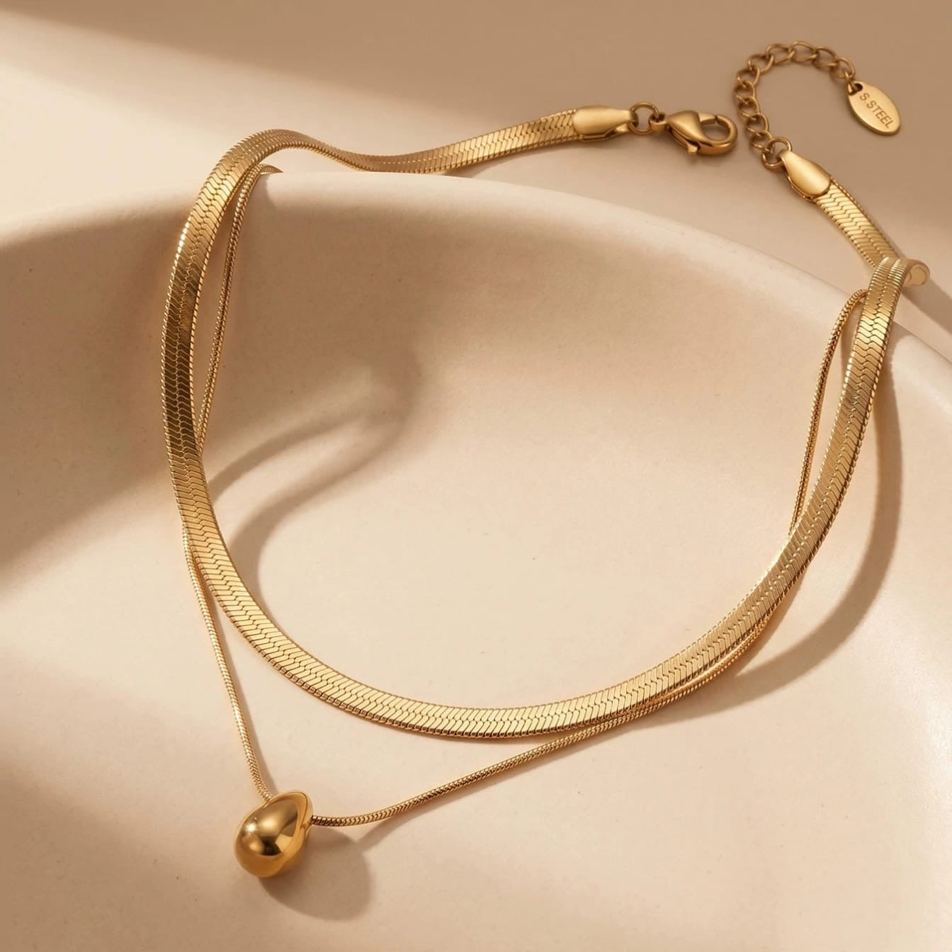 Golden Drop layered Necklace