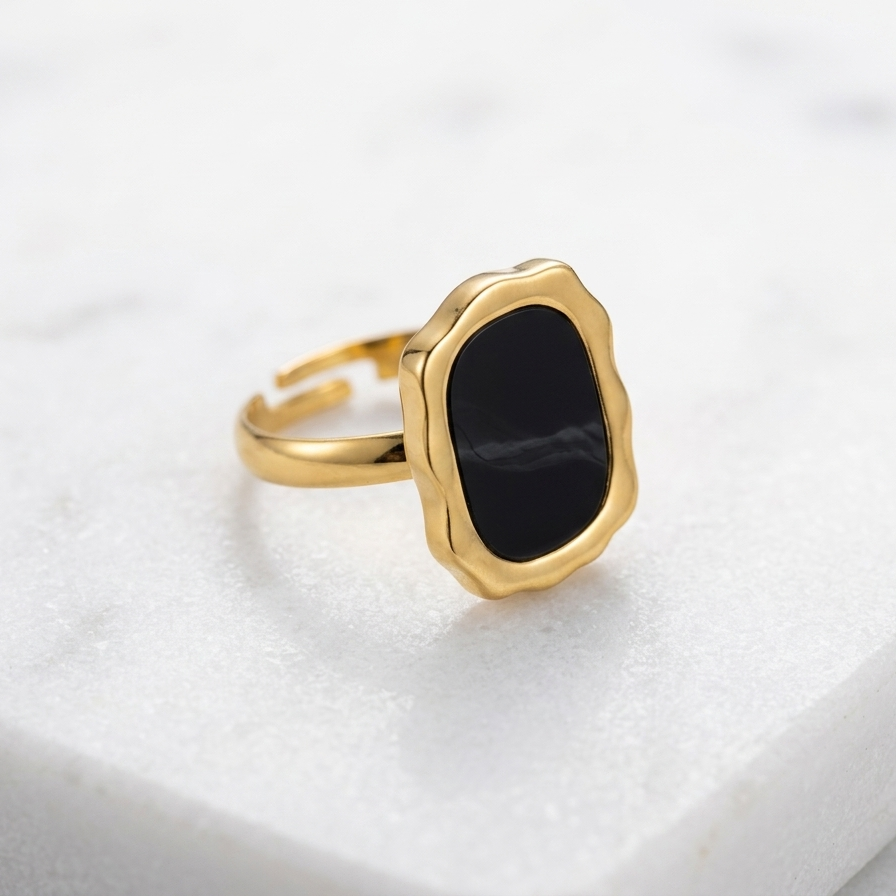 Black Onyx Gold Ring