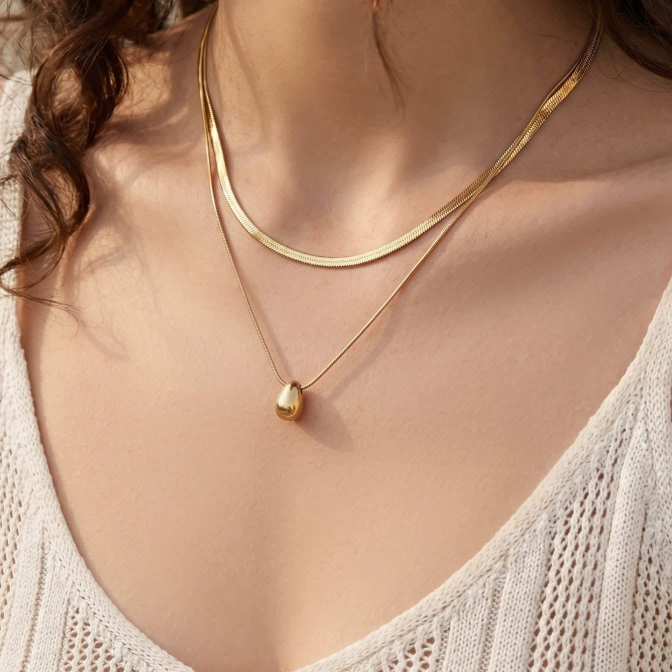 Golden Drop layered Necklace