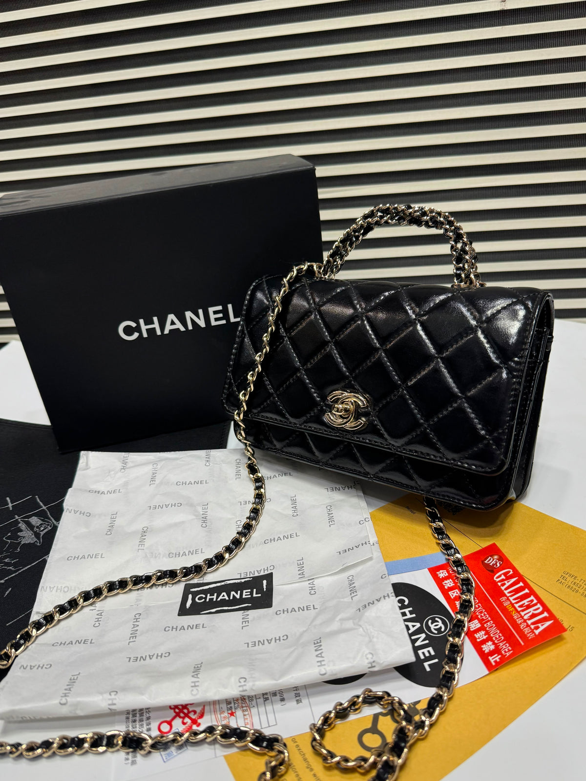 Black Channel Handle Bag (with box)