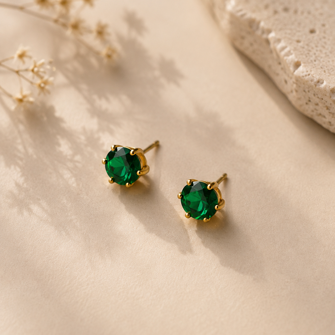 Green Crystal Studs