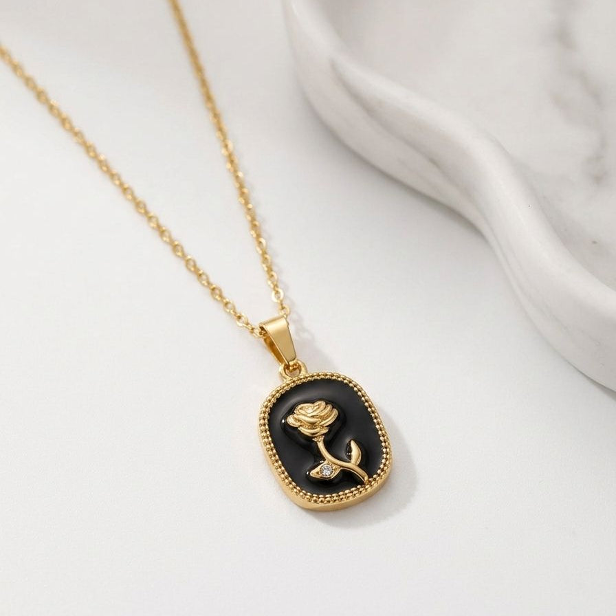 Black Floral Pendant