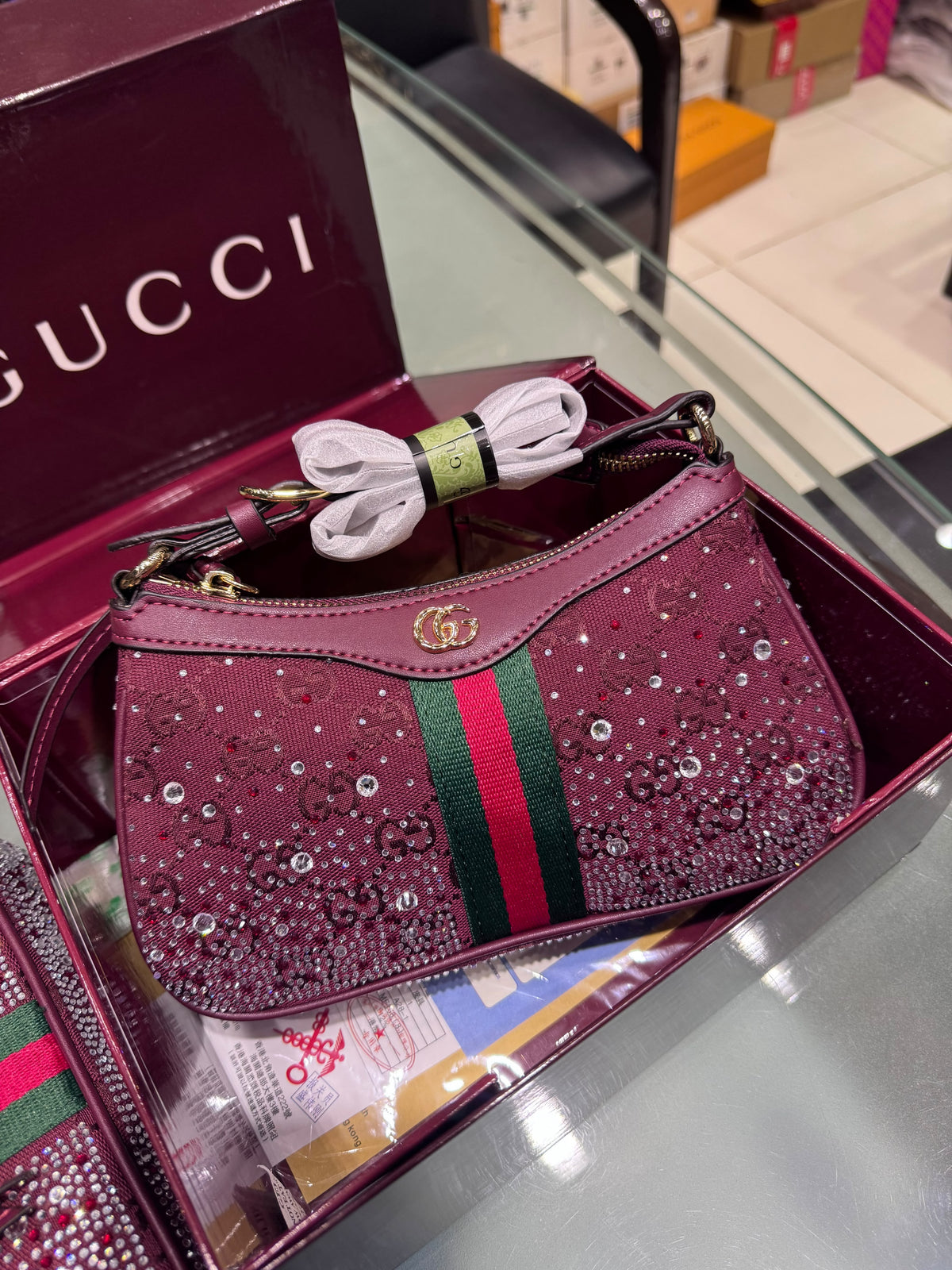 GUCCI crystals Inspired Shoulder Bag (with box)